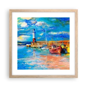 Affiche dans un chêne clair - Poster - Un après-midi dans la baie arc-en-ciel - 40x40 cm