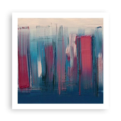 Affiche - Poster - Composition verticale en bleu et rouge - 60x60 cm