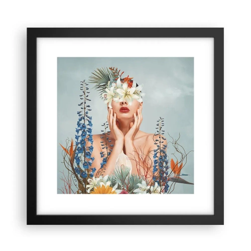 Affiche dans un cadre noir - Poster - Femme - fleur - 30x30 cm