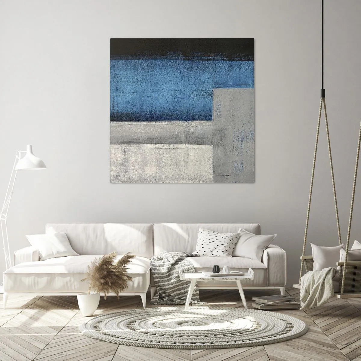 Impression sur toile - Image sur toile - Une composition poétique de gris et de bleu - 40x40 cm