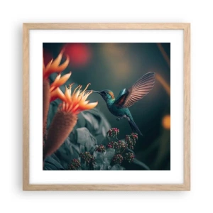 Affiche dans un chêne clair - Poster - une vie vraiment colorée - 40x40 cm