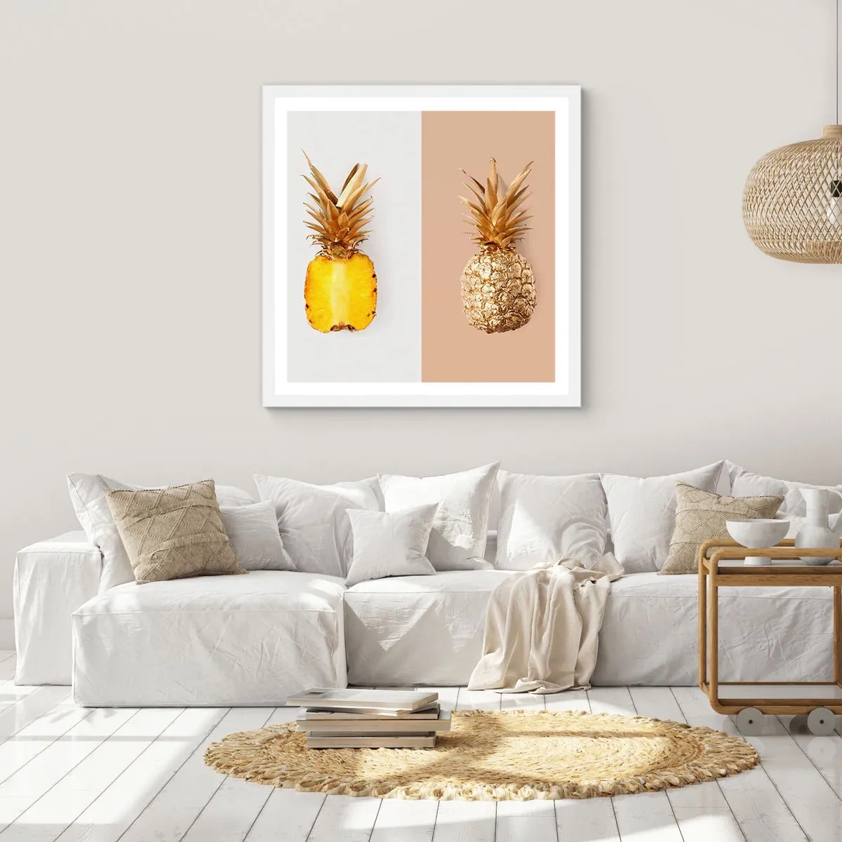 Affiche dans un cadre blanc - Poster - Ananas pour nous - 60x60 cm