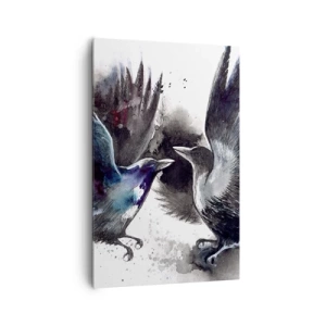 Impression sur toile - Image sur toile - Corbeaux artistiques dans une composition aquarelle dynamique - 80x120cm - Le corbeau des corbeaux - Décoration murale moderne pour le salon et la chambre ARTTOR
