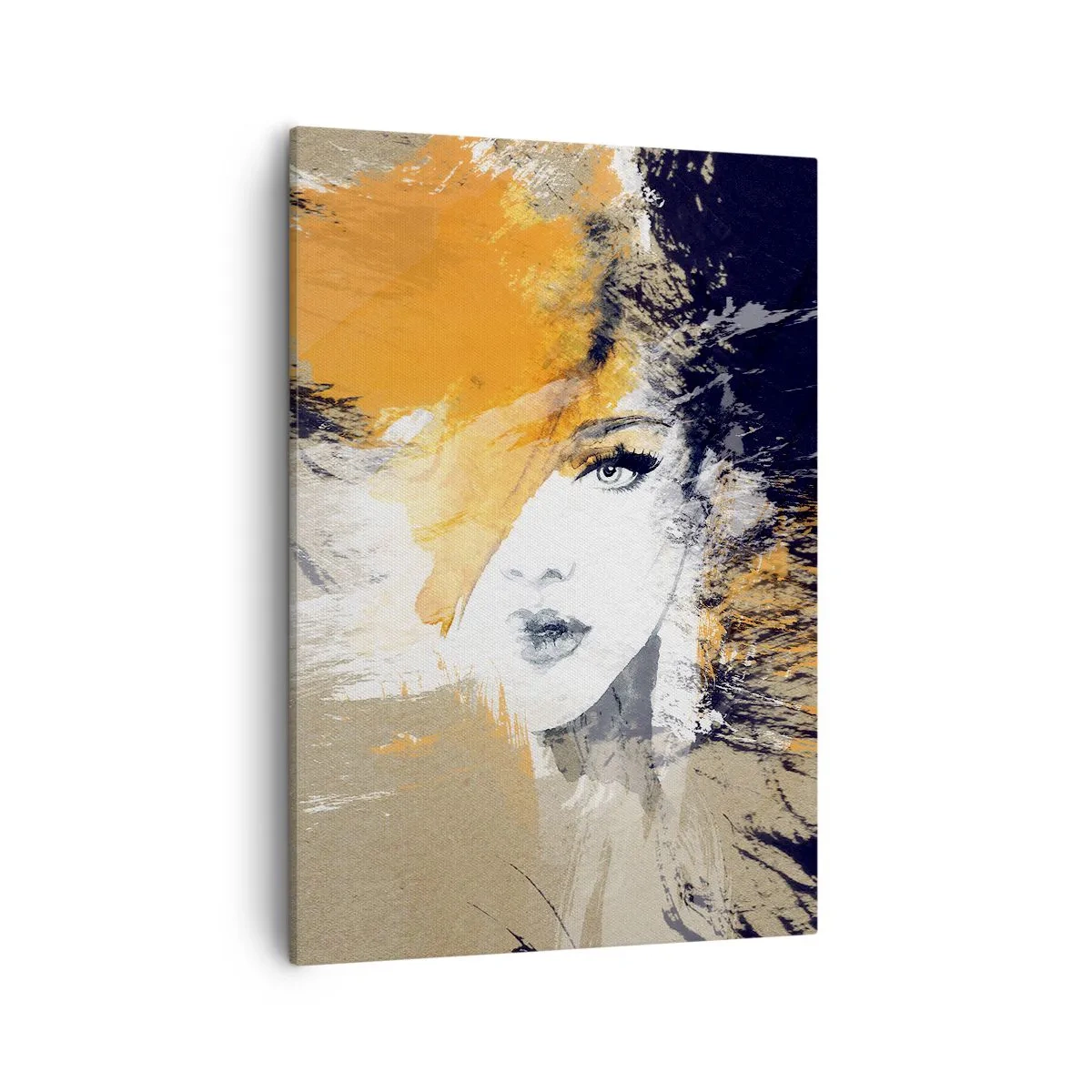 Impression sur toile - Image sur toile - Portrait abstrait d'une femme aux couleurs intenses - 50x70cm - Et la lumière fut - Décoration murale moderne pour le salon et la chambre ARTTOR