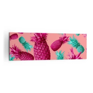Impression sur toile - Image sur toile - Ananas exotiques aux couleurs roses et turquoise - 160x50cm - La liberté est douce - Décoration murale moderne pour le salon et la chambre ARTTOR