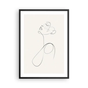 Affiche dans un cadre noir - Poster - Une ligne minimaliste créant une silhouette de femme - 50x70cm - En boucle dans les rêves - Décoration murale moderne pour le salon et la chambre ARTTOR