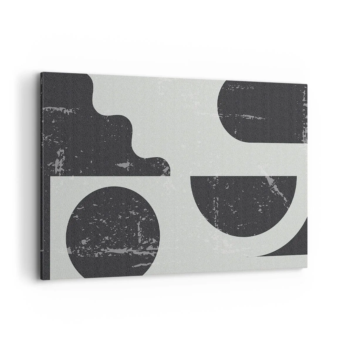 Impression sur toile - Image sur toile - Motifs géométriques dans les tons de noir et de gris - 120x80cm - Composition dessus et dessous - Décoration murale moderne pour le salon et la chambre ARTTOR