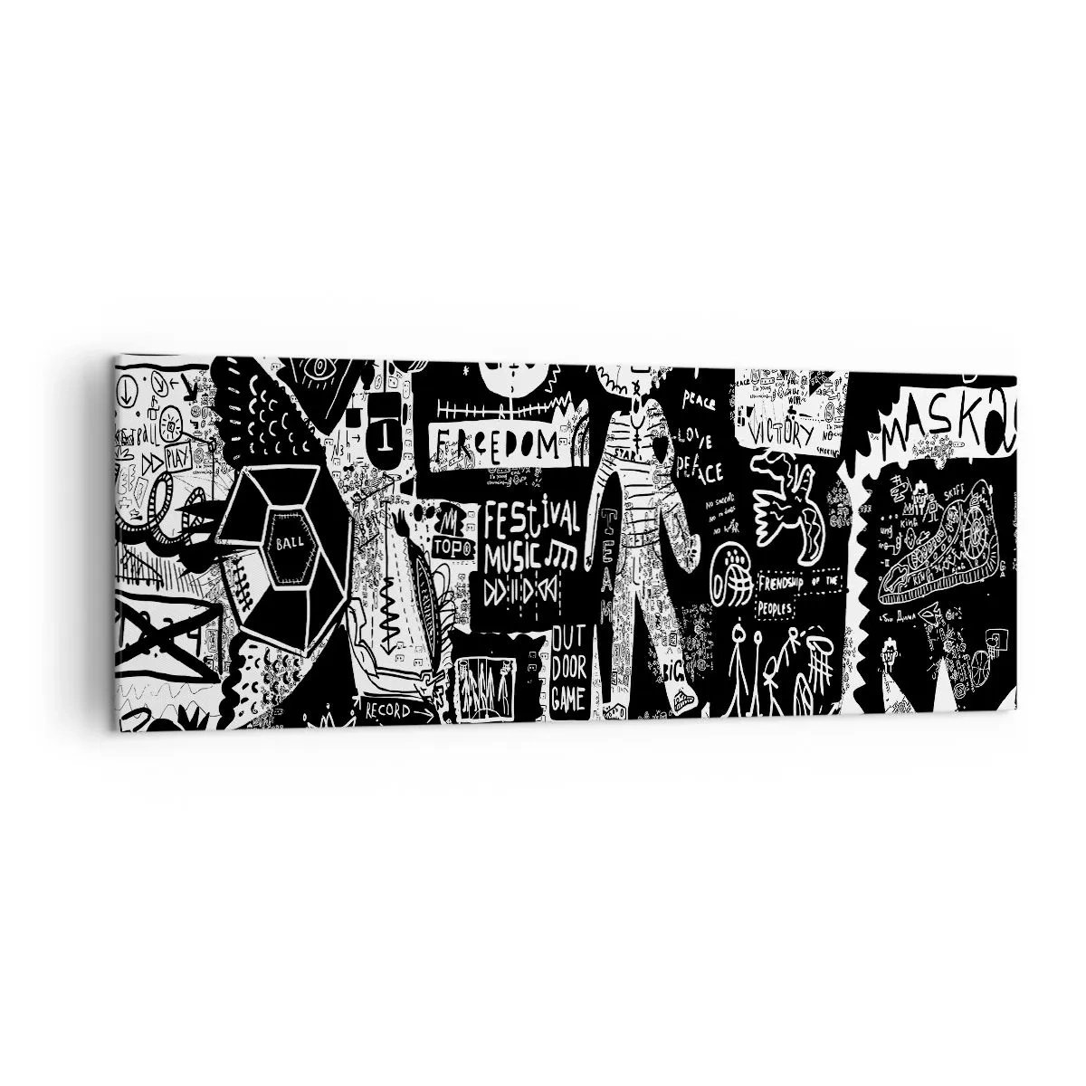 Impression sur toile - Image sur toile - Collage noir et blanc inspiré du street art - 140x50cm - Jeunesse spirituelle de loi et de joie - Décoration murale moderne pour le salon et la chambre ARTTOR