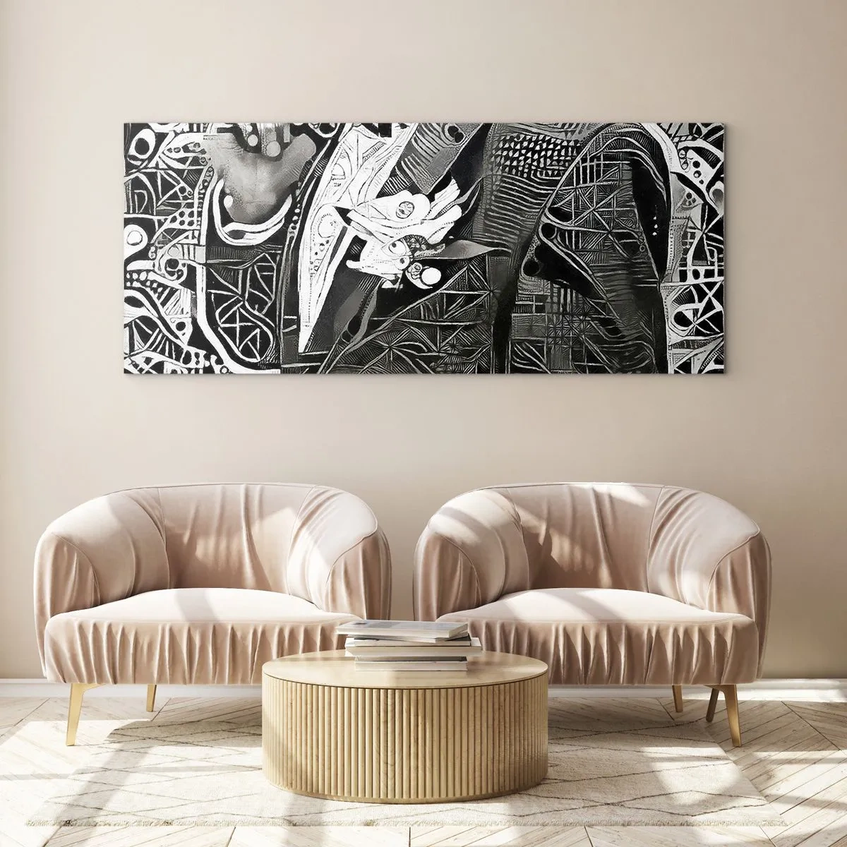 Impression sur verre - Image sur verre - Abstraction élégante d'un homme en costume en noir et blanc - 140x50cm - Seulement en apparence un homme froid - Décoration murale moderne pour le salon et la chambre ARTTOR