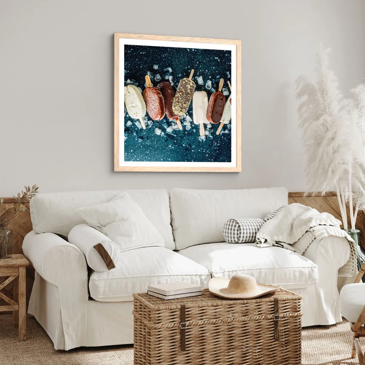 Affiche dans un chêne clair - Poster - Le goût de l'été chaud - 30x30 cm