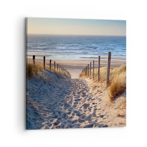 Impression sur toile - Image sur toile - Le bruit de la mer, le chant des oiseaux, une plage sauvage parmi les herbes… - 70x70 cm