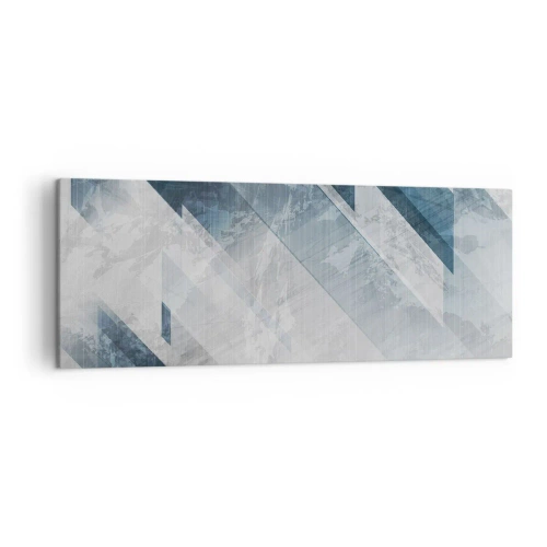 Impression sur toile - Image sur toile - Lignes abstraites dans des tons de gris et de bleu - 140x50cm - Composition spatiale - mouvement gris - Décoration murale moderne pour le salon et la chambre ARTTOR