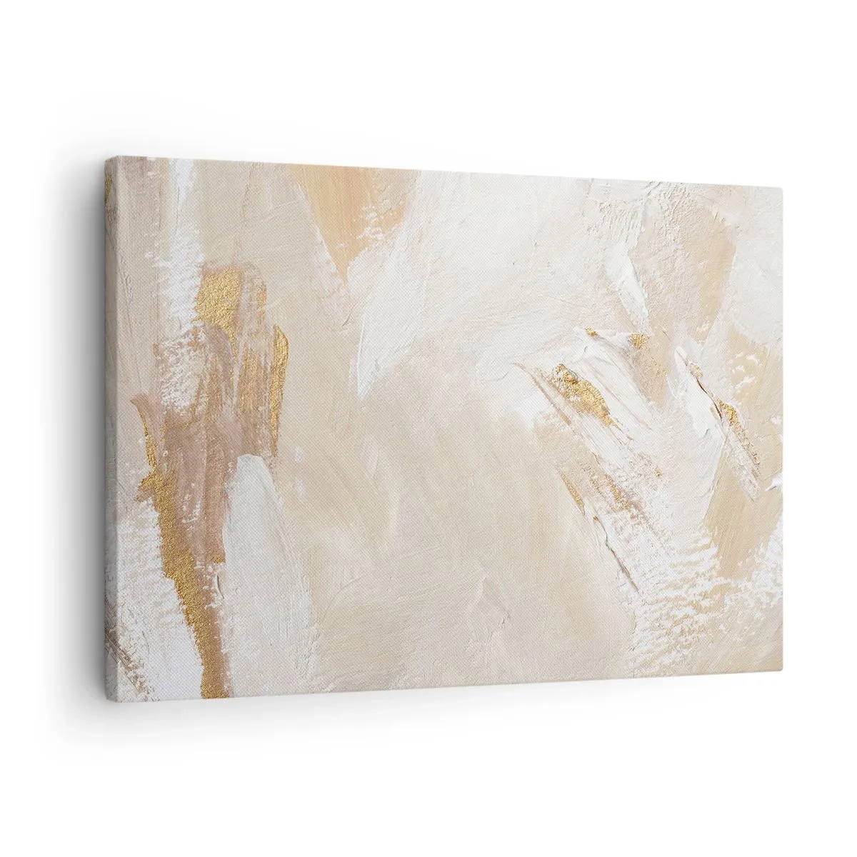 Impression sur toile - Image sur toile - Des tons abstraits délicats dans des tons beiges et dorés - 70x50cm - Composition pastel - Décoration murale moderne pour le salon et la chambre ARTTOR