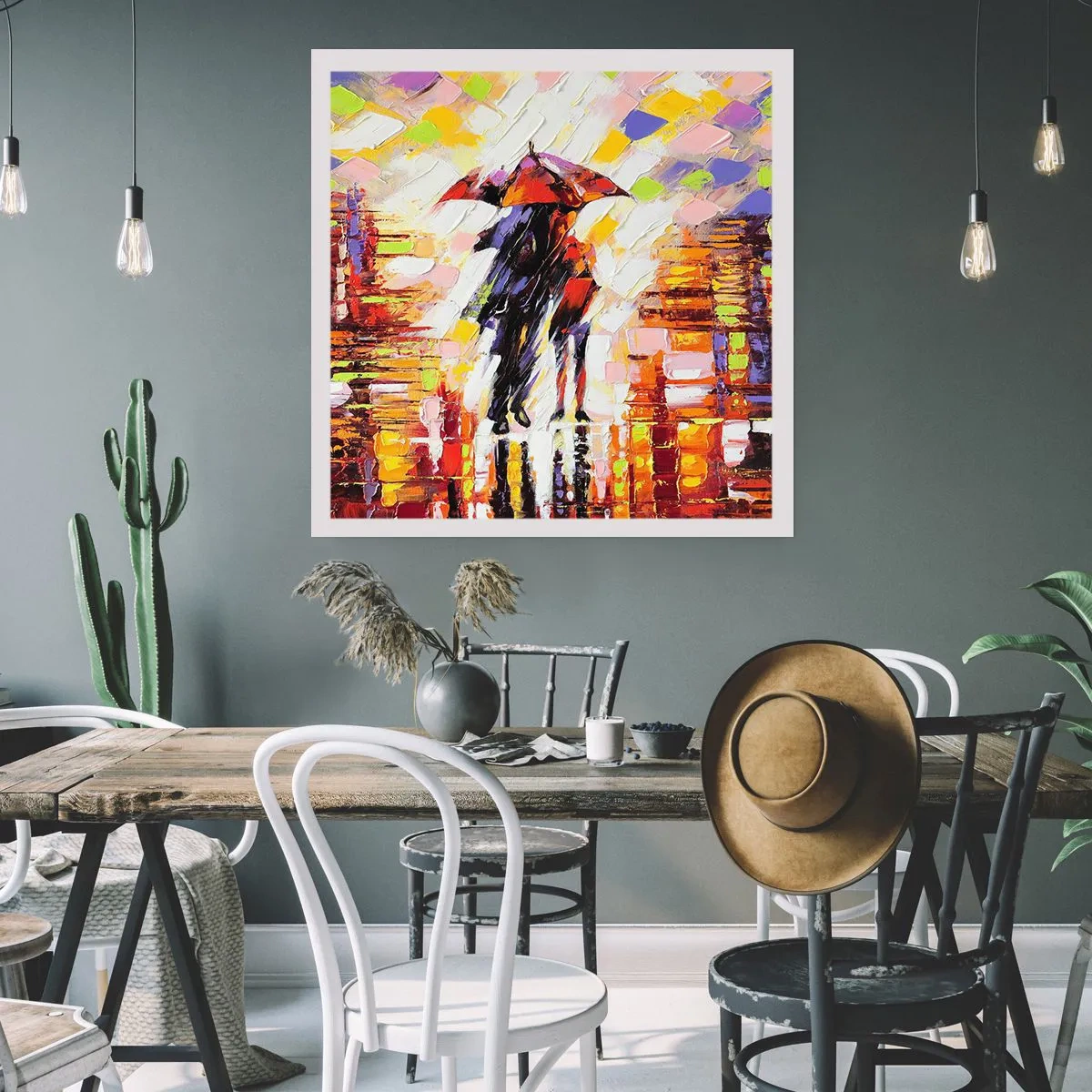 Affiche - Poster - Ensemble à travers la nuit et la pluie - 50x50 cm