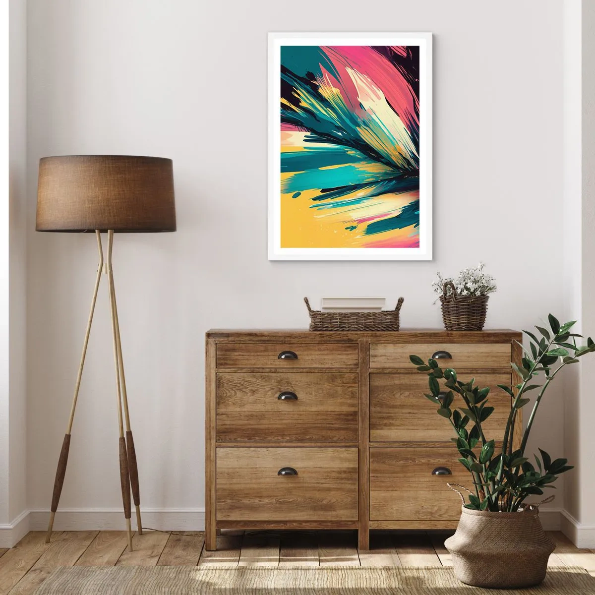 Affiche dans un cadre blanc - Poster - Composition – une explosion de joie - 70x100 cm