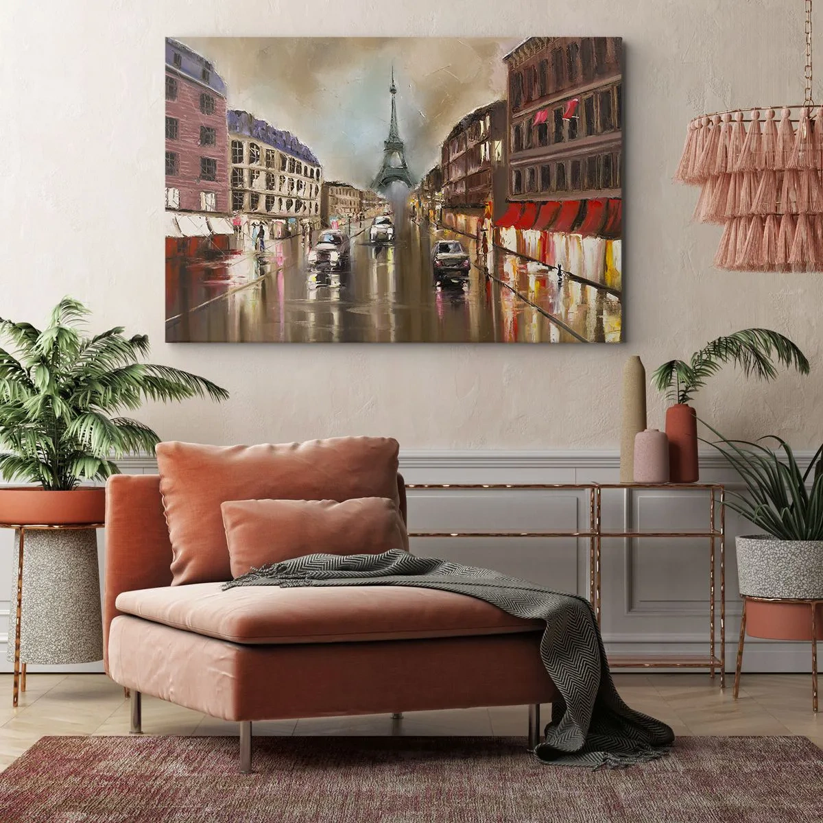 Impression sur toile - Image sur toile - Paysage urbain nocturne de Paris avec vue sur la Tour Eiffel - 100x70cm - Elle seule compte - Décoration murale moderne pour le salon et la chambre ARTTOR