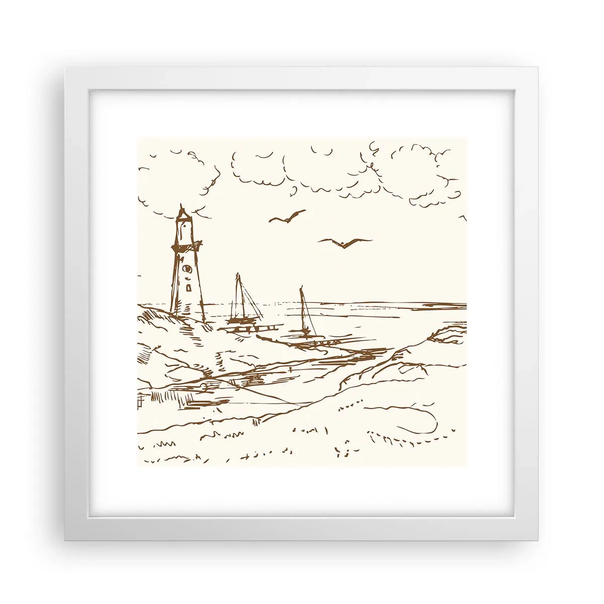 Affiche dans un cadre blanc - Poster - Esquisse de souvenirs d'été - 30x30 cm