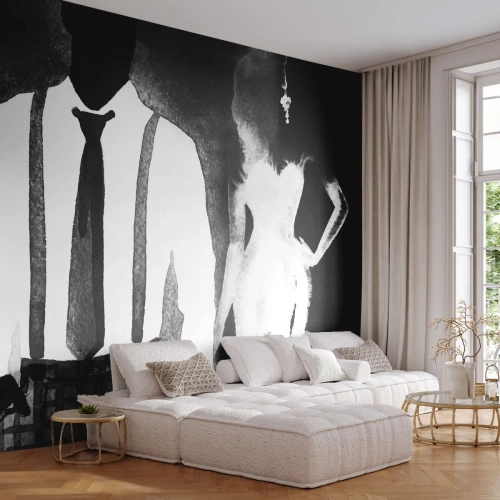 Papier Peint Photo Premium Sand - Ambiance noire - Abstraction, Femme et Homme, Mode - 250x175 cm