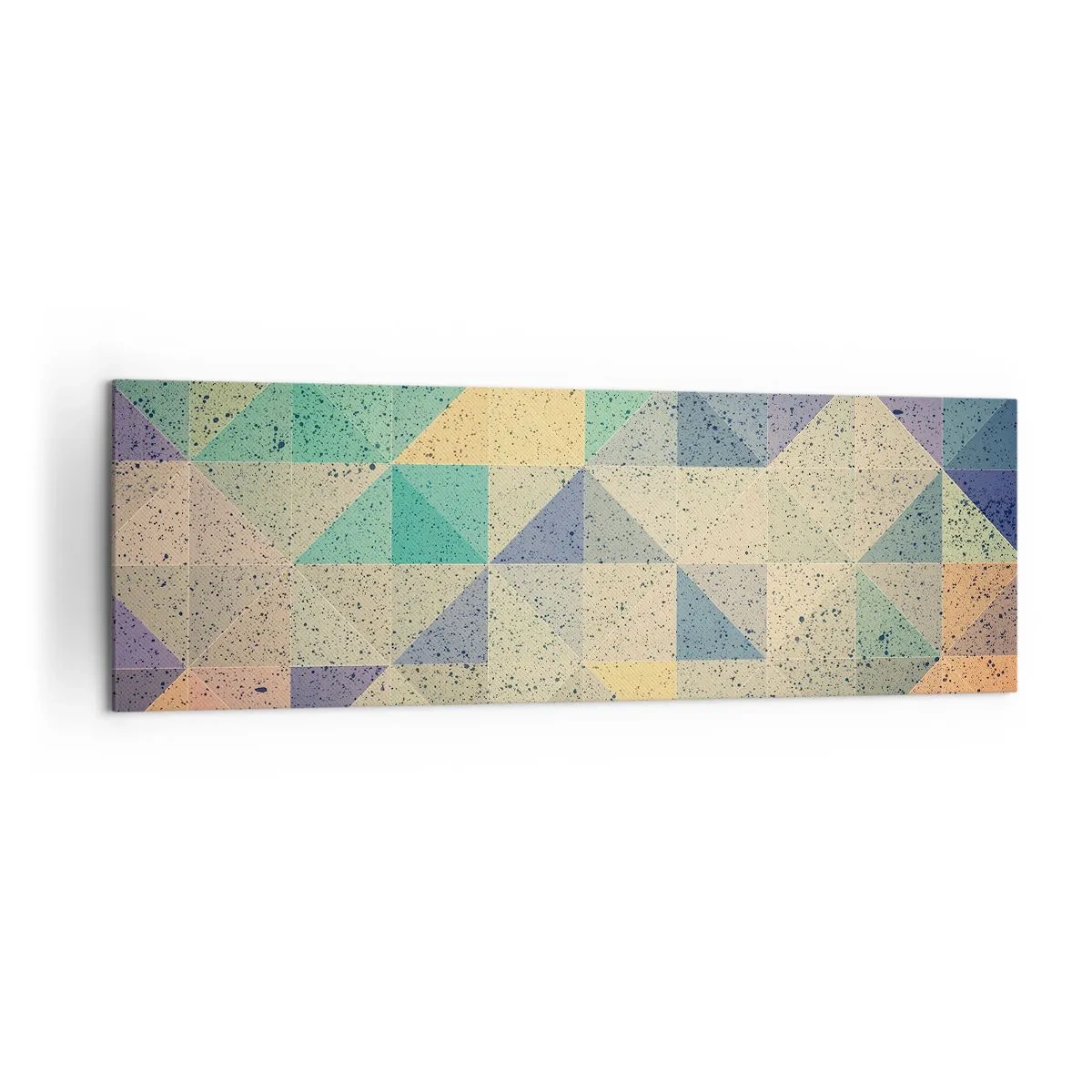 Impression sur toile - Image sur toile - Une composition colorée de triangles géométriques dans des tons pastel. - 160x50cm - République des triangles - Décoration murale moderne pour le salon et la chambre ARTTOR