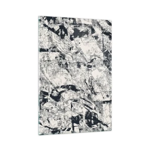 Impression sur verre - Image sur verre - Composition abstraite en noir et blanc avec une mise en page dynamique - 80x120cm - Interpénétration des contraires - Décoration murale moderne pour le salon et la chambre ARTTOR