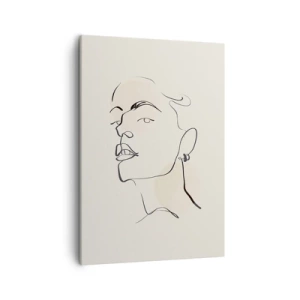 Impression sur toile - Image sur toile - Croquis minimaliste du visage d'une femme - 50x70cm - Regard fier - Décoration murale moderne pour le salon et la chambre ARTTOR