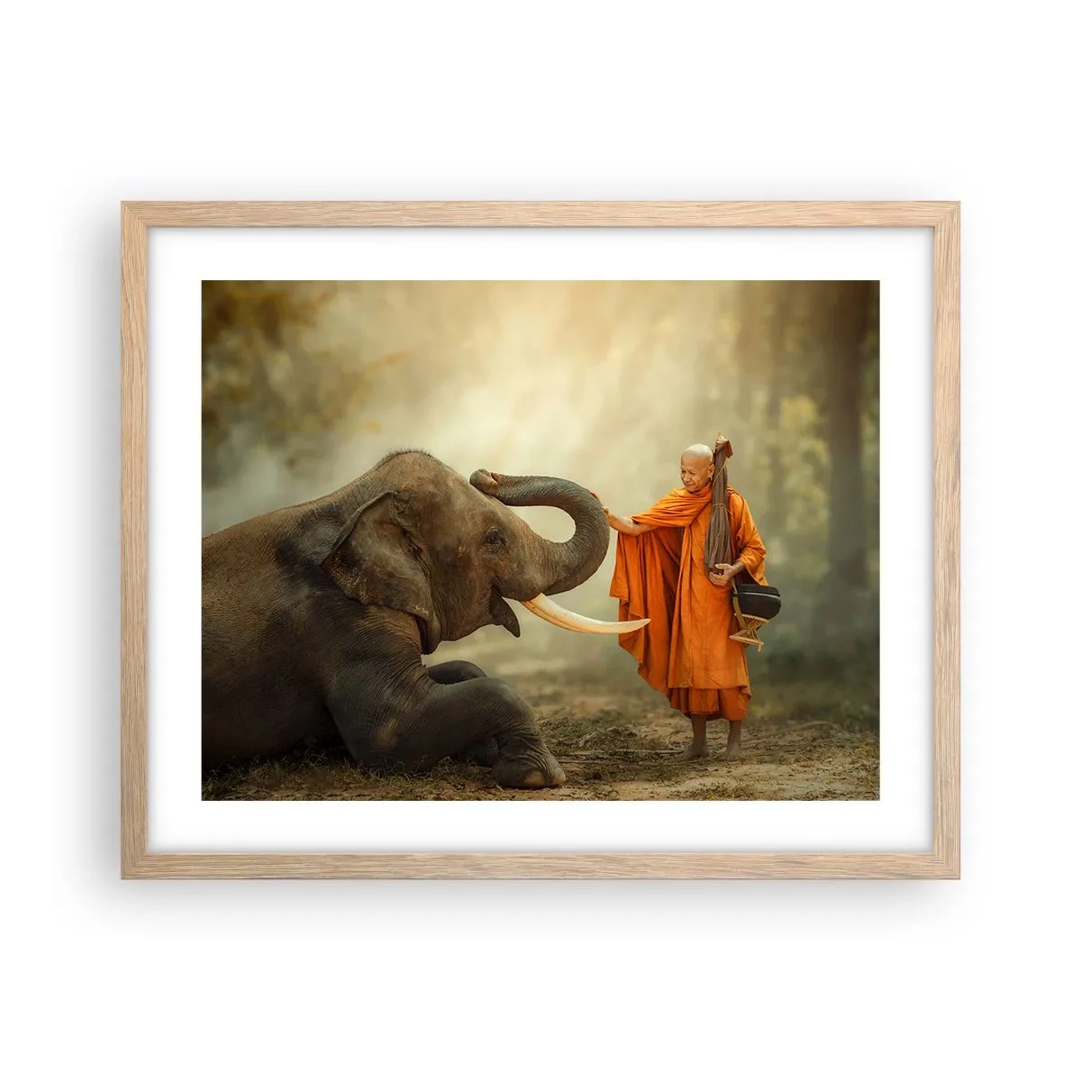 Affiche dans un chêne clair - Poster - Rencontre en voyageant - 50x40 cm