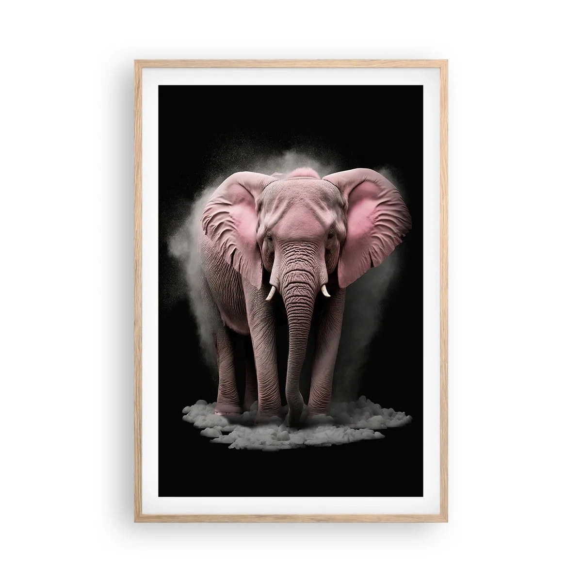 Affiche dans un chêne clair - Poster - Ne pensez pas à un éléphant rose ! - 61x91 cm