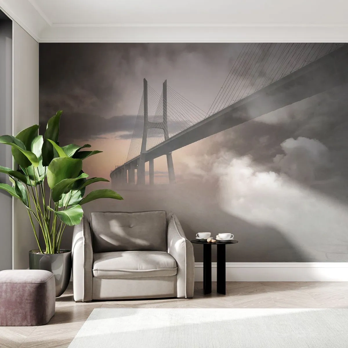 Papier Peint Photo Standard Eco - Sur la rivière qui n'existe pas - Paysage, Pont, Architecture - 200x140 cm