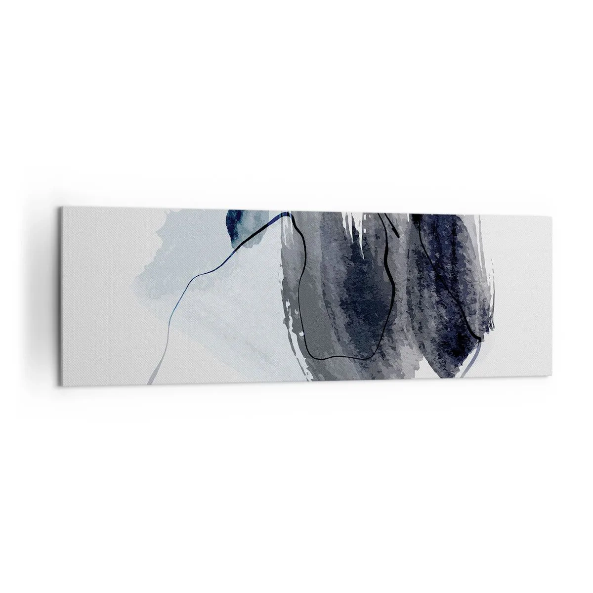 Impression sur toile - Image sur toile - Composition abstraite dans les tons de gris et de bleu - 160x50cm - Intensité et mouvement - Décoration murale moderne pour le salon et la chambre ARTTOR