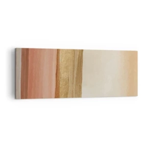 Impression sur toile - Image sur toile - Rayures abstraites dans les tons beige, or et rose sur toile - 140x50cm - Composition verticale - Décoration murale moderne pour le salon et la chambre ARTTOR