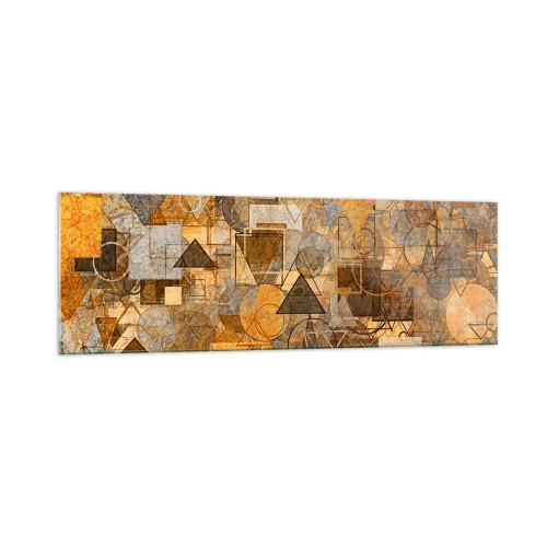 Impression sur verre - Image sur verre - Motifs géométriques abstraits dans des tons dorés - 160x50cm - Le monde en forme - Décoration murale moderne pour le salon et la chambre ARTTOR