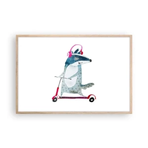 Affiche dans un chêne clair - Poster - La joie du blaireau - 91x61 cm