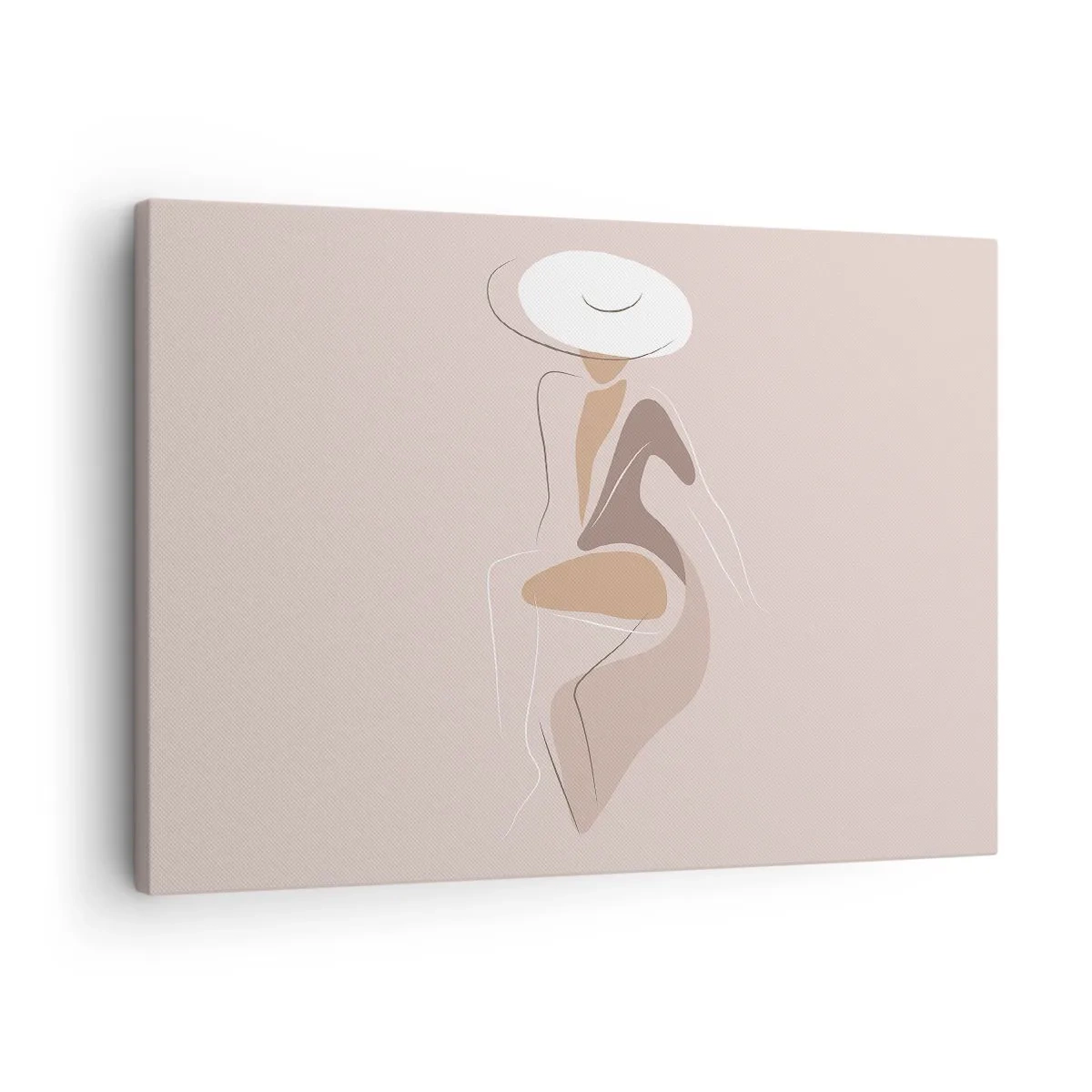 Impression sur toile - Image sur toile - Silhouette minimaliste d'une femme portant un chapeau - 70x50cm - Être une dame - Décoration murale moderne pour le salon et la chambre ARTTOR