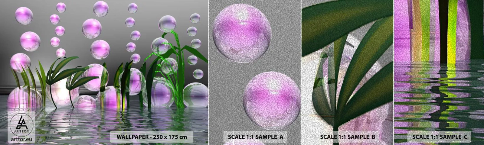 Échantillon de Papier Peint Premium Sand - Une composition réfléchissante de légèreté et de vie - Abstraction, Graphique, 3D - 100x30 cm