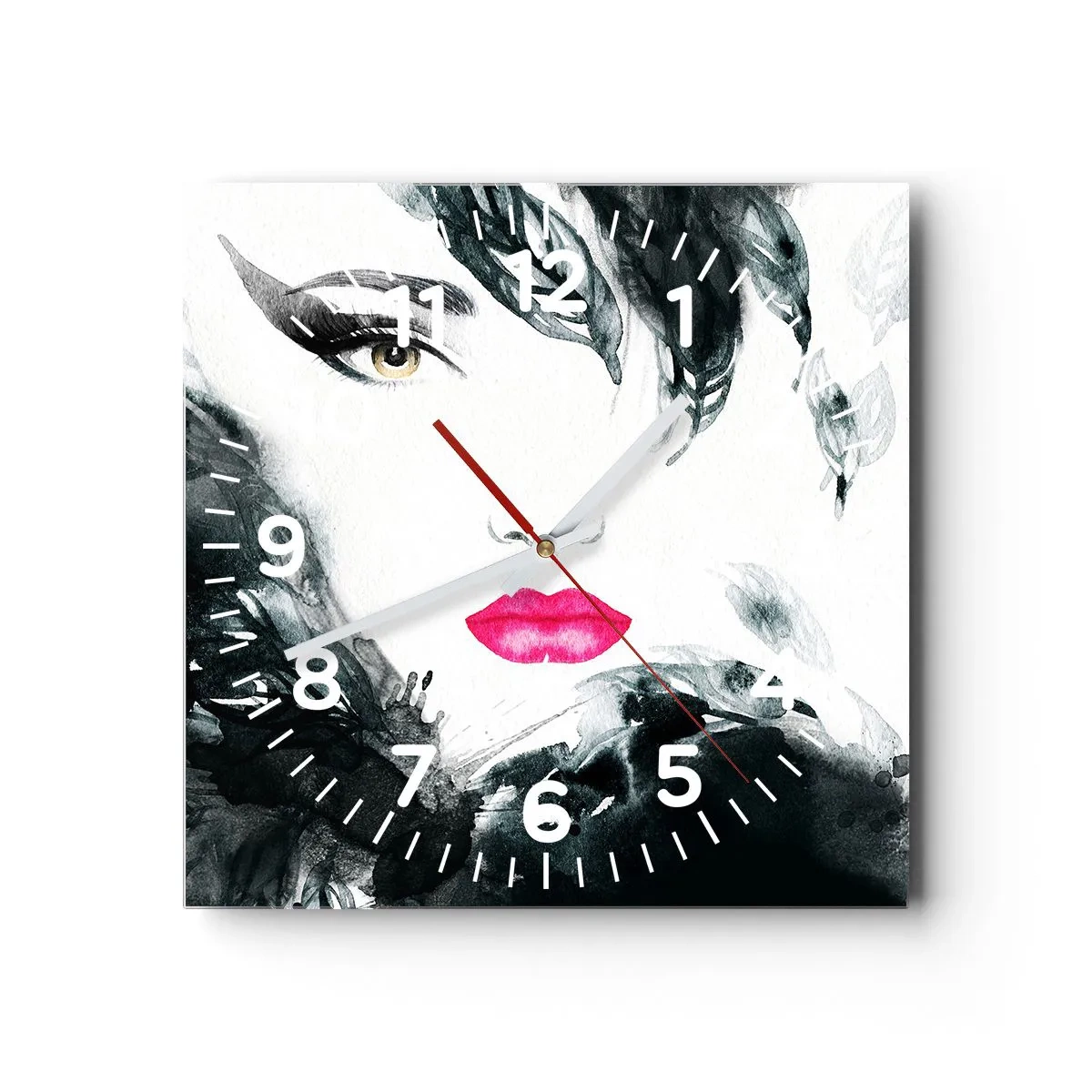 Horloge murale - Pendule murale - Attention! Femme fatale - 40x40 cm