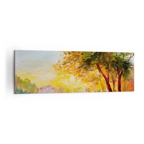 Impression sur toile - Image sur toile - Un paysage pittoresque avec une rivière et des arbres au coucher du soleil - 160x50cm - Et in Arcadia ego - Décoration murale moderne pour le salon et la chambre ARTTOR