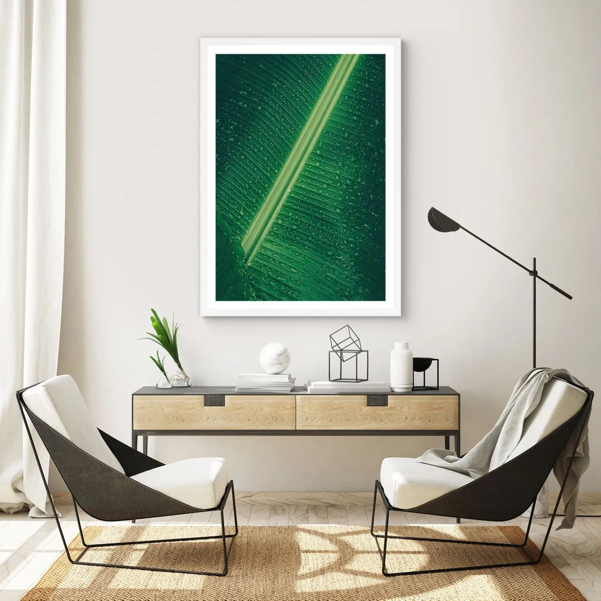 Affiche dans un cadre blanc - Poster - Structure de vert - 50x70 cm