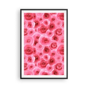 Affiche dans un cadre noir - Poster - Roses en-haut et en-bas - 61x91 cm