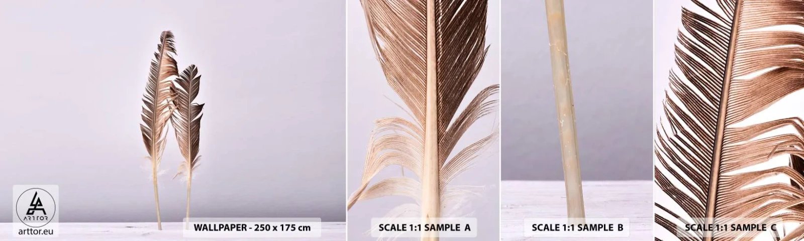 Échantillon de Papier Peint Autocollant Deluxe Sticker - Face au néant - Plume d'oiseau, Morceau, Graphique - 100x30 cm