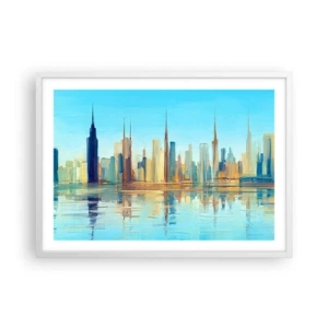 Affiche dans un cadre blanc - Poster - Une métropole ensoleillée - 70x50 cm