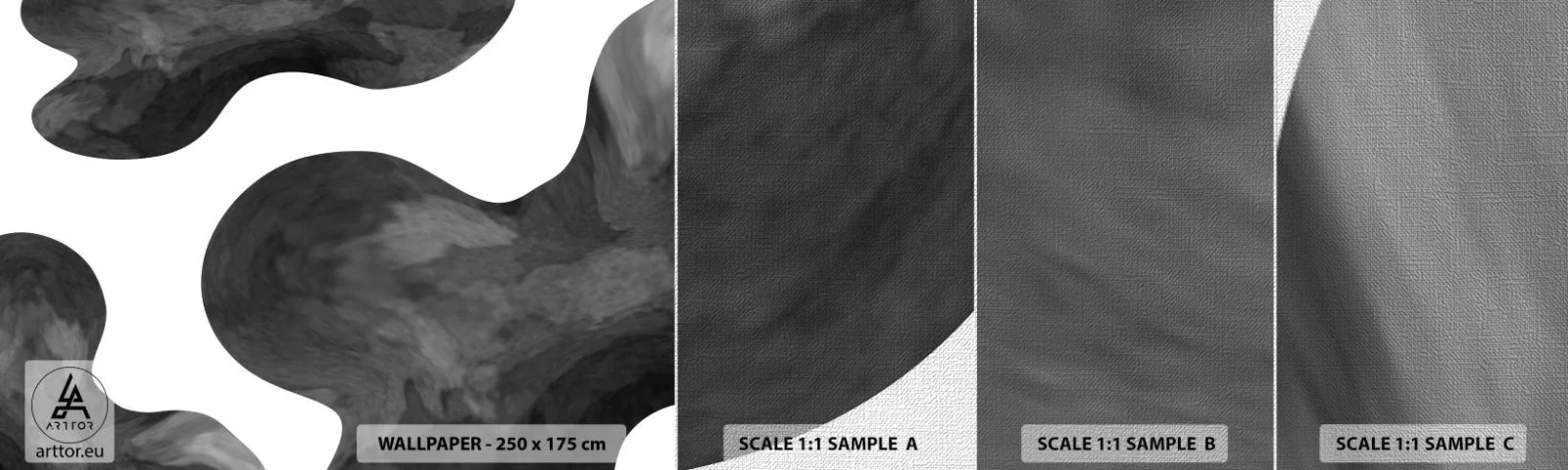 Échantillon de Papier Peint Premium Canvas - La route du lait - Abstraction, Morceau, Noir et blanc - 100x30 cm
