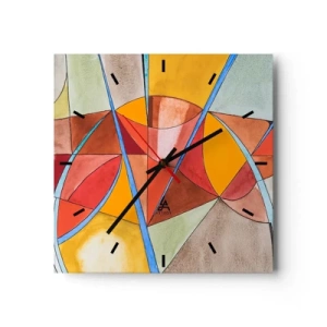 Horloge murale - Pendule murale - Une composition abstraite aux couleurs géométriques vives. - 30x30cm - Le carrousel, le carrousel des rêves - Décoration murale moderne pour le salon et la chambre ARTTOR