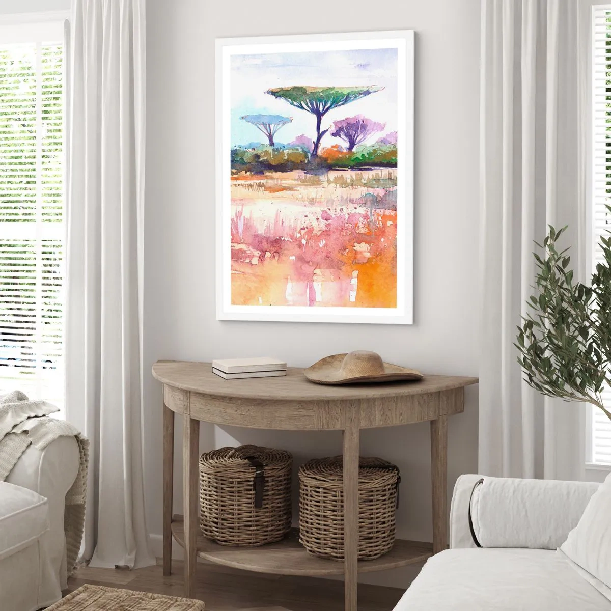 Affiche dans un cadre blanc - Poster - Couleurs de savane - 50x70 cm