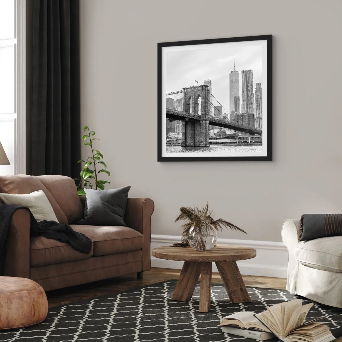 Affiche dans un cadre noir - Poster - Climat New-Yorkais - 50x50 cm