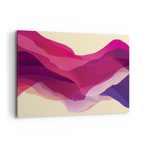 Impression sur toile - Image sur toile - Vagues abstraites dans des tons violets et roses sur un fond clair - 120x80cm - Vagues pourpre - Décoration murale moderne pour le salon et la chambre ARTTOR