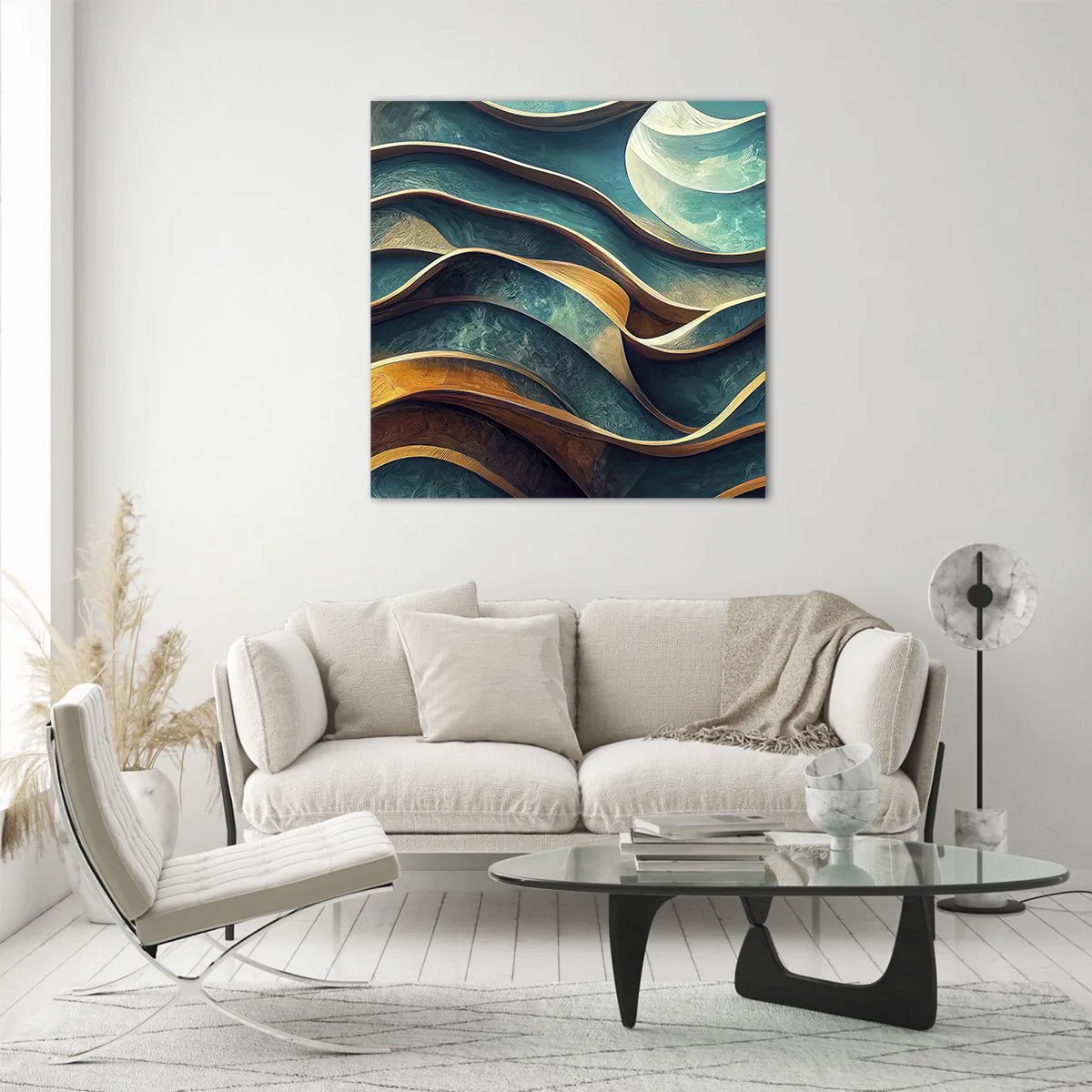 Impression sur verre - Image sur verre - Méandres de bleu - 60x60 cm