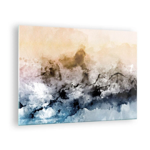 Impression sur verre - Image sur verre - Paysage abstrait aux tons pastel avec brouillard - 70x50cm - Noyé dans un nuage de brouillard - Décoration murale moderne pour le salon et la chambre ARTTOR