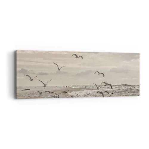 Impression sur toile - Image sur toile - Le bruit de la mer, le chant des oiseaux - 90x30 cm