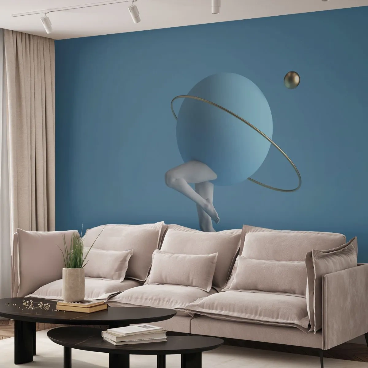 Papier Peint Photo Premium Canvas - Et les planètes deviennent folles - Abstraction, Jambes, Tridimensionnel - 250x175 cm