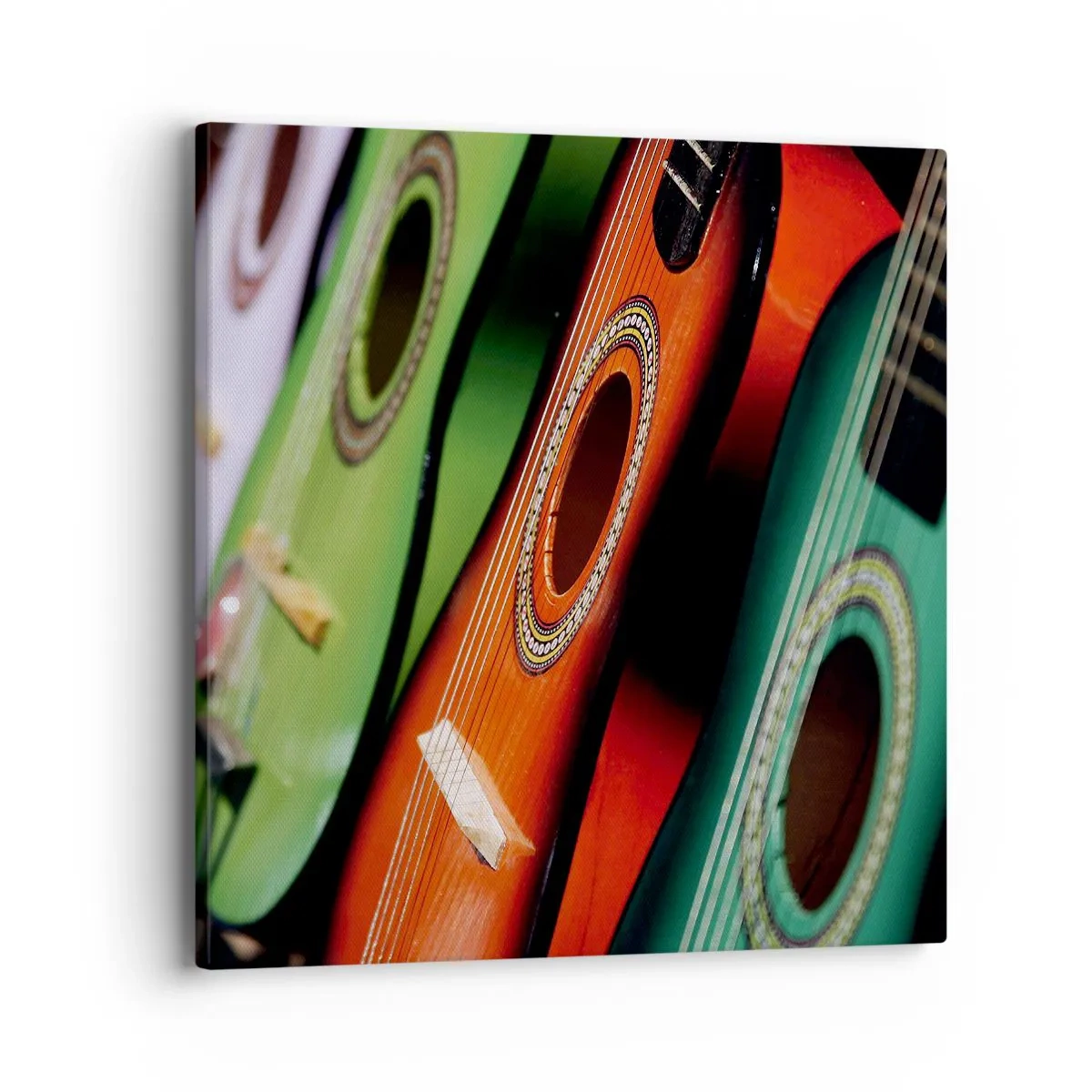 Impression sur toile - Image sur toile - La guitare a plusieurs couleurs - 40x40 cm
